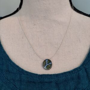 Mark Poulin Floral Pendant Necklace Sterling Silver And Enamel Whimsy NWT